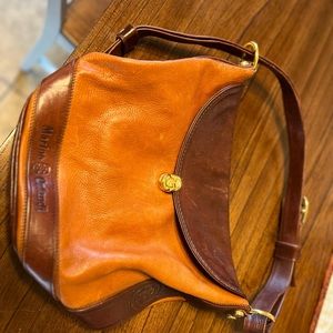 Marino Orlandi Two Tone Italian Leather Bag Gold Hardware